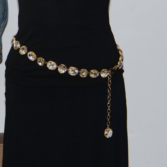 Vintage Kenneth Jay Lane KJL Gold-tone Crystal Belt main image 4